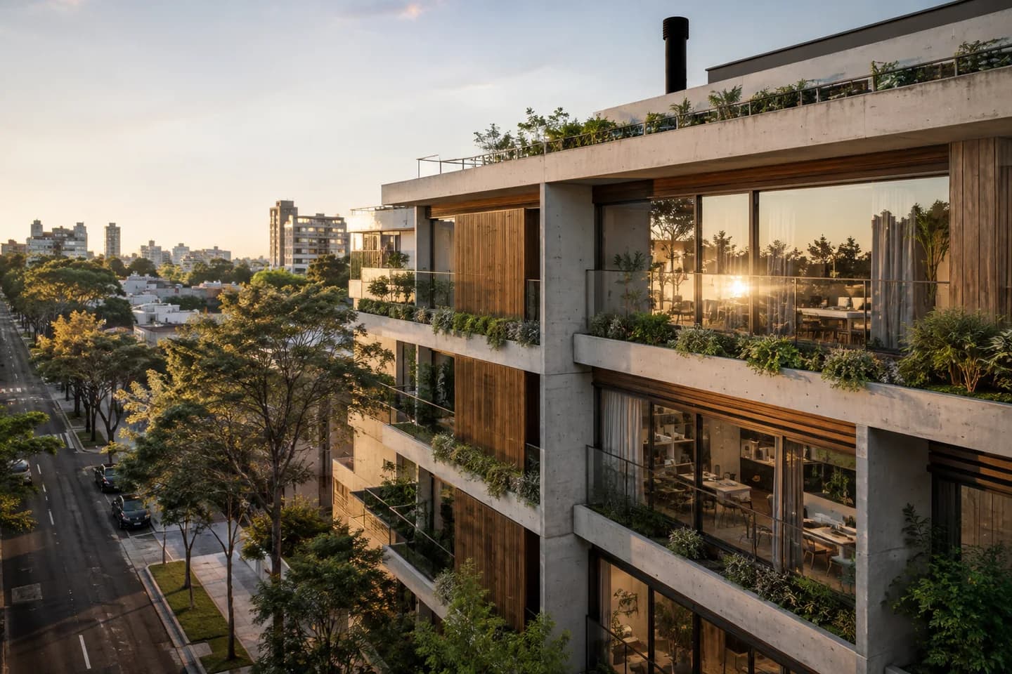 Vista aérea de un desarrollo residencial contemporáneo en Buenos Aires